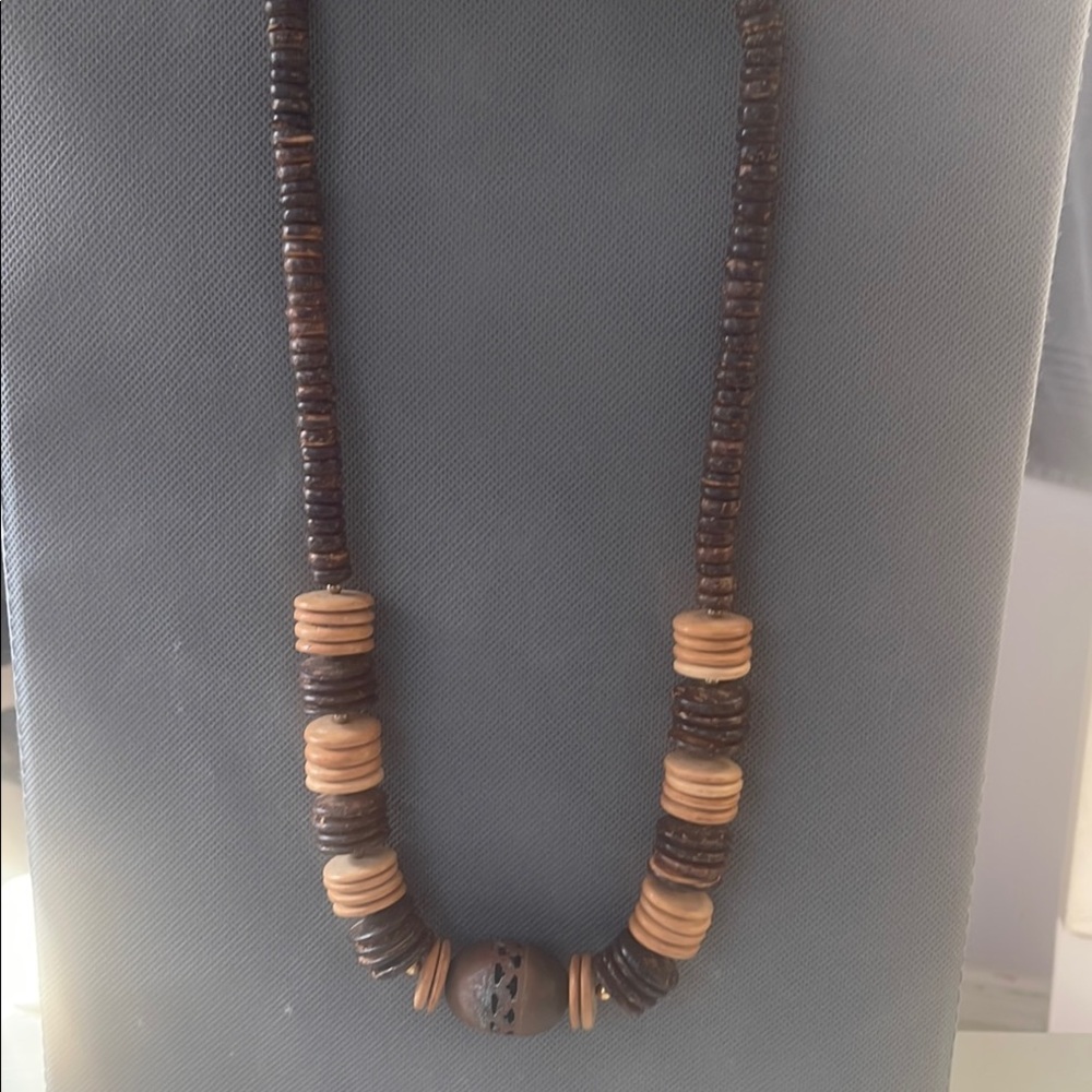 Brown and Tan Beaded Necklace